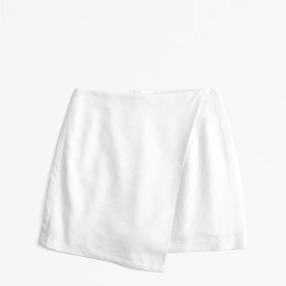 Abercrombie & Fitch Scarlett Linen Blend Wrap mini skort white size small